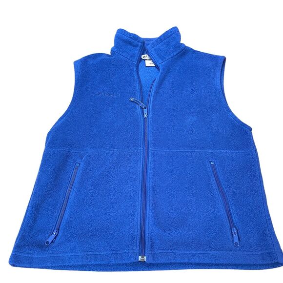 Columbia Vest Men's Medium Blue Fleece Polyester Logo Sleeveless Full Zipper - Picture 6 of 9